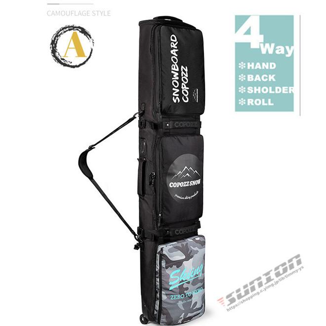 スノーボードケース キャスター 付き オールインワン 大容量収納 4WAY 前面3ポケット ボードケース スノーボード ウェア ボード ブーツ ゴーグル など収納可 