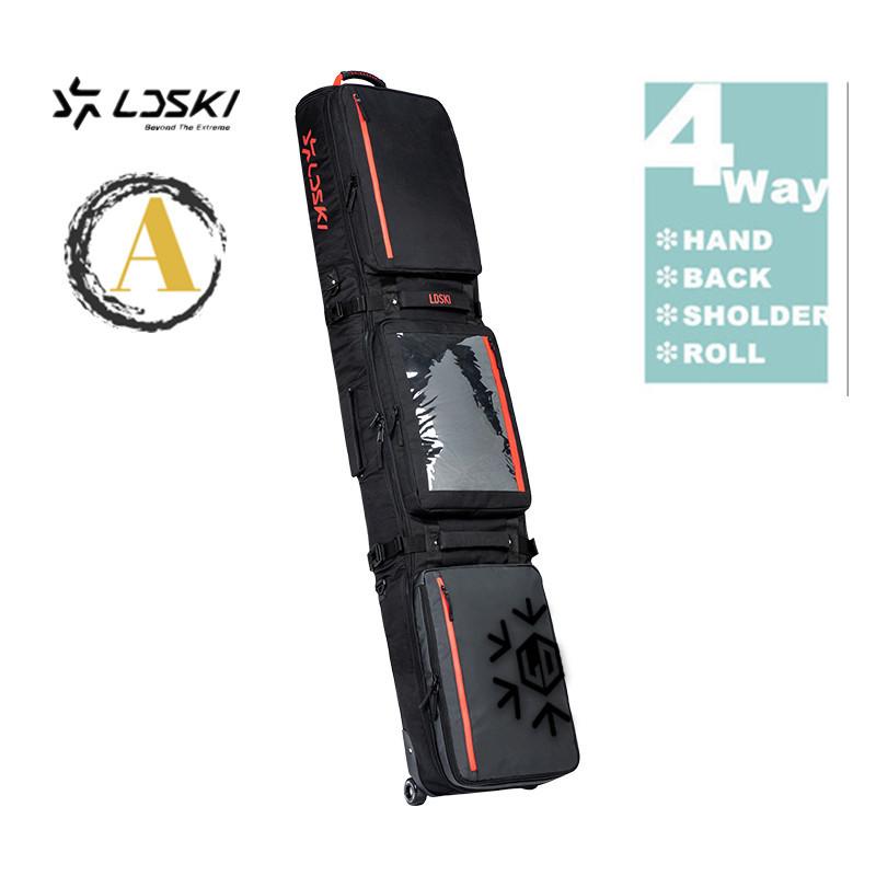 スノーボードケース キャスター 付き オールインワン 大容量収納 4WAY 前面3ポケット ボードケース スノーボード ウェア ボード ブーツ ゴーグル など収納可 