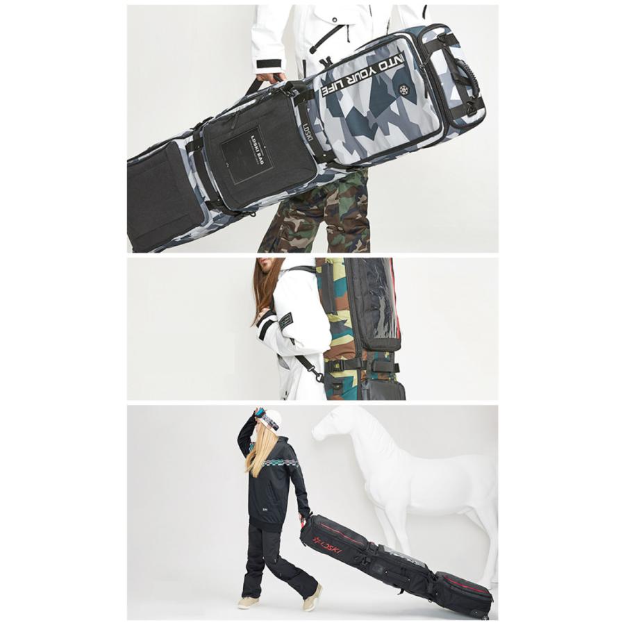 スノーボードケース キャスター 付き オールインワン 大容量収納 4WAY 前面3ポケット ボードケース スノーボード ウェア ボード ブーツ ゴーグル など収納可 