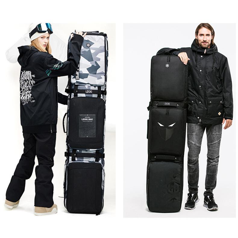スノーボードケース キャスター 付き オールインワン 大容量収納 4WAY 前面3ポケット ボードケース スノーボード ウェア ボード ブーツ ゴーグル など収納可 