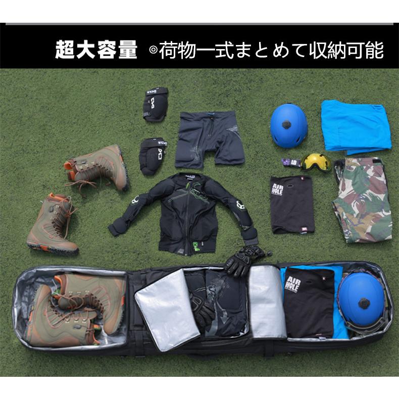 スノーボードケース キャスター 付き オールインワン 大容量収納 4WAY 前面3ポケット ボードケース スノーボード ウェア ボード ブーツ ゴーグル など収納可 