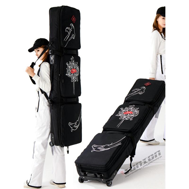 スノーボードケース キャスター 付き オールインワン 大容量収納 4WAY 前面3ポケット ボードケース スノーボード ウェア ボード ブーツ ゴーグル など収納可 