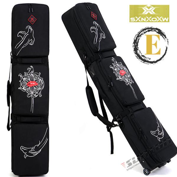 スノーボードケース キャスター 付き オールインワン 大容量収納 4WAY 前面3ポケット ボードケース スノーボード ウェア ボード ブーツ ゴーグル など収納可 