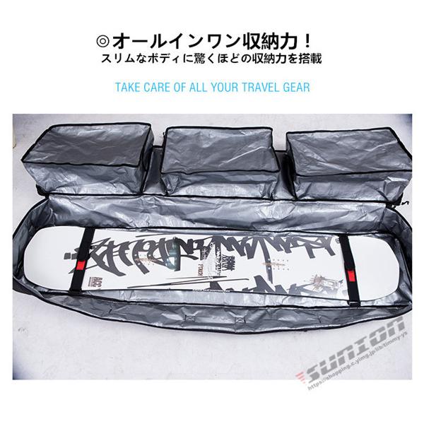 スノーボードケース キャスター 付き オールインワン 大容量収納 4WAY 前面3ポケット ボードケース スノーボード ウェア ボード ブーツ ゴーグル など収納可 