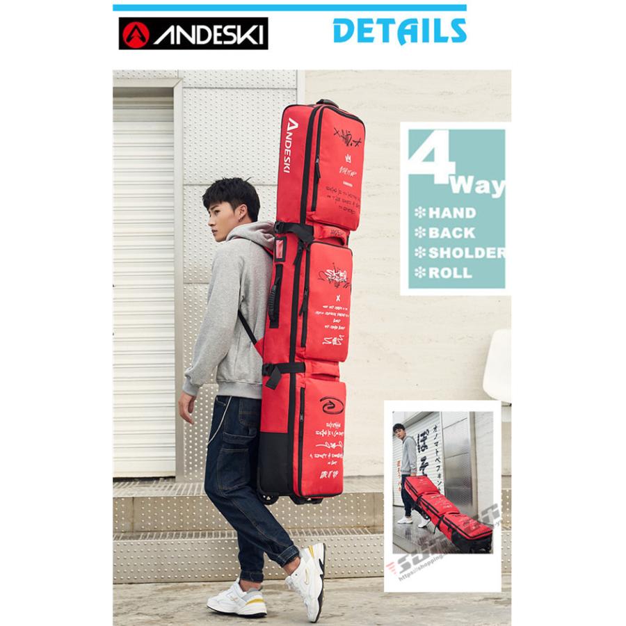 スノーボードケース キャスター 付き オールインワン 大容量収納 4WAY 前面3ポケット ボードケース スノーボード ウェア ボード ブーツ ゴーグル など収納可 