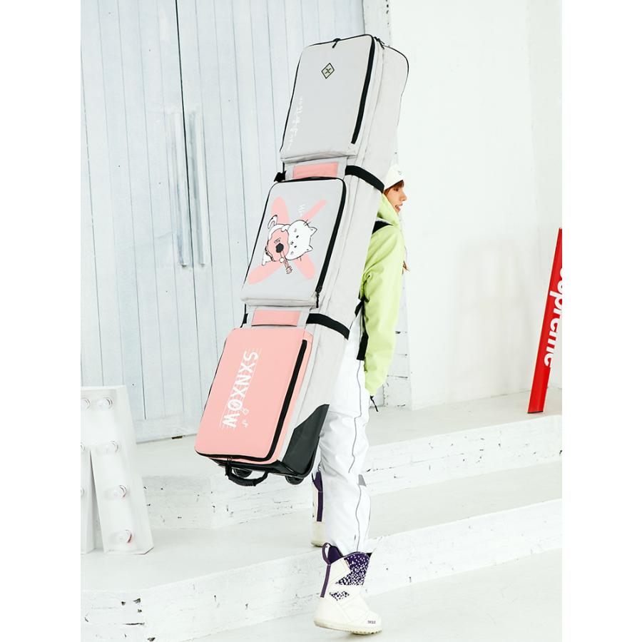 スノーボードケース キャスター 付き オールインワン 大容量収納 4WAY 前面3ポケット ボードケース スノーボード ウェア ボード ブーツ ゴーグル など収納可 