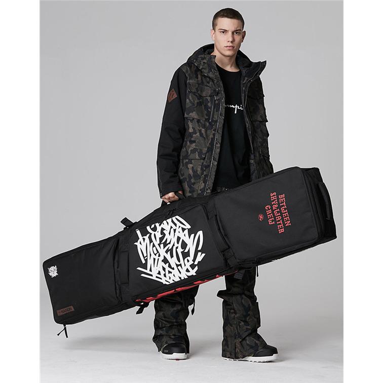 スノーボードケース キャスター 付き オールインワン 大容量収納 4WAY 前面3ポケット ボードケース スノーボード ウェア ボード ブーツ ゴーグル など収納可 