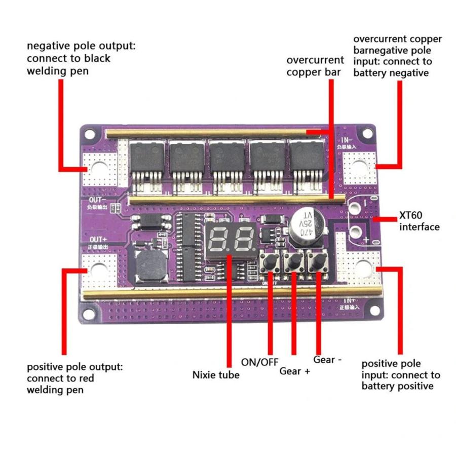 Artudatech 溶接機 スポット溶接機 99 ギアの調整可能なスポット溶接機コントローラ ボード接続鉛酸バッテリー スポット溶接機制御盤 ...