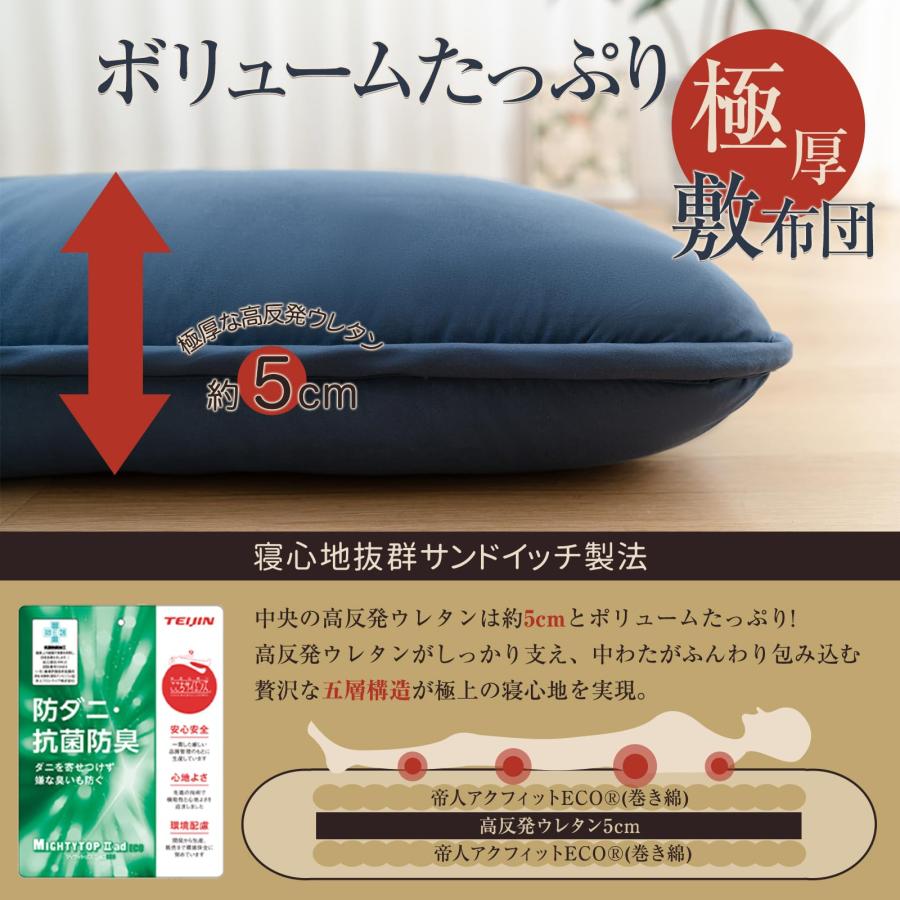 敷き布団 極厚10cm 五層構造 【TEIJIN マイティトップ中綿使用】 Amazon｜敷き布団 極厚10cm 五層構造 ダブル 【TEIJIN マイティ