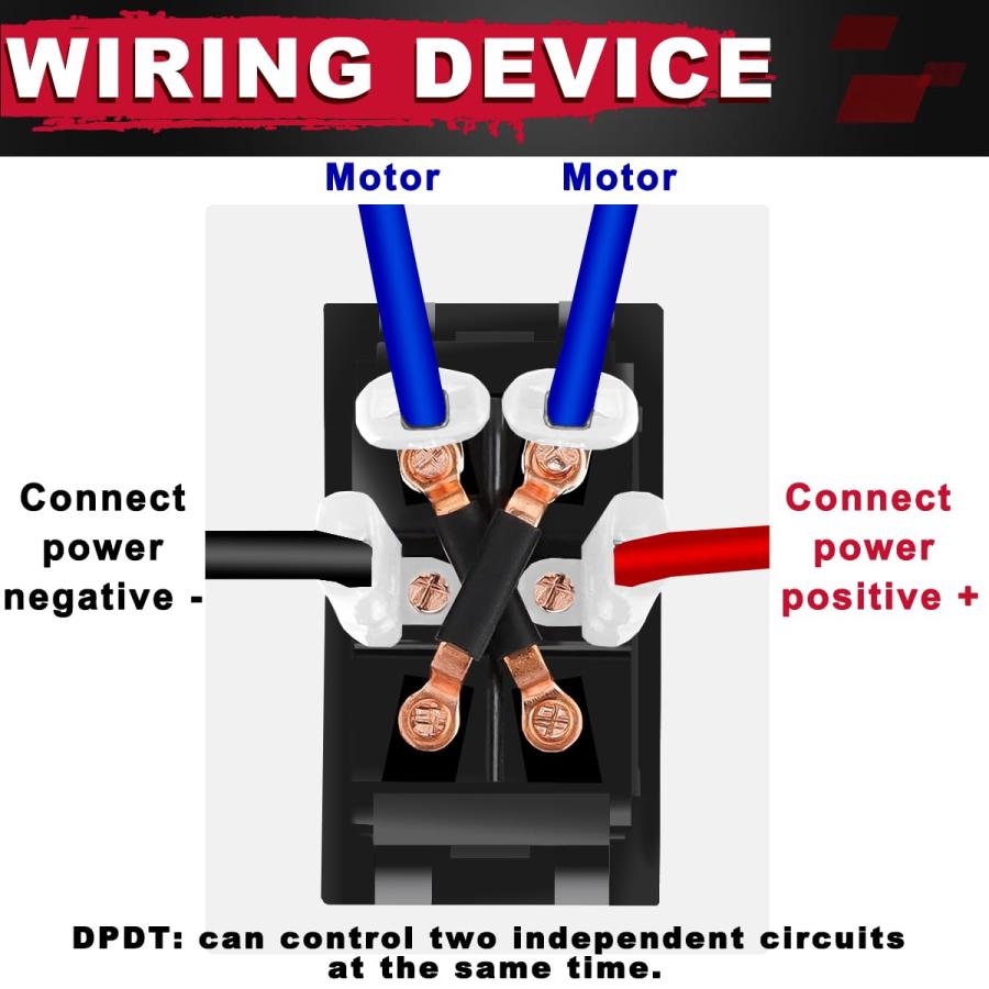MKBKLLJY UP ダウン モーメンタリ 逆極性スイッチ DC 12V-24V 20A / AC 250V 15A DPDT RV 電源 ...