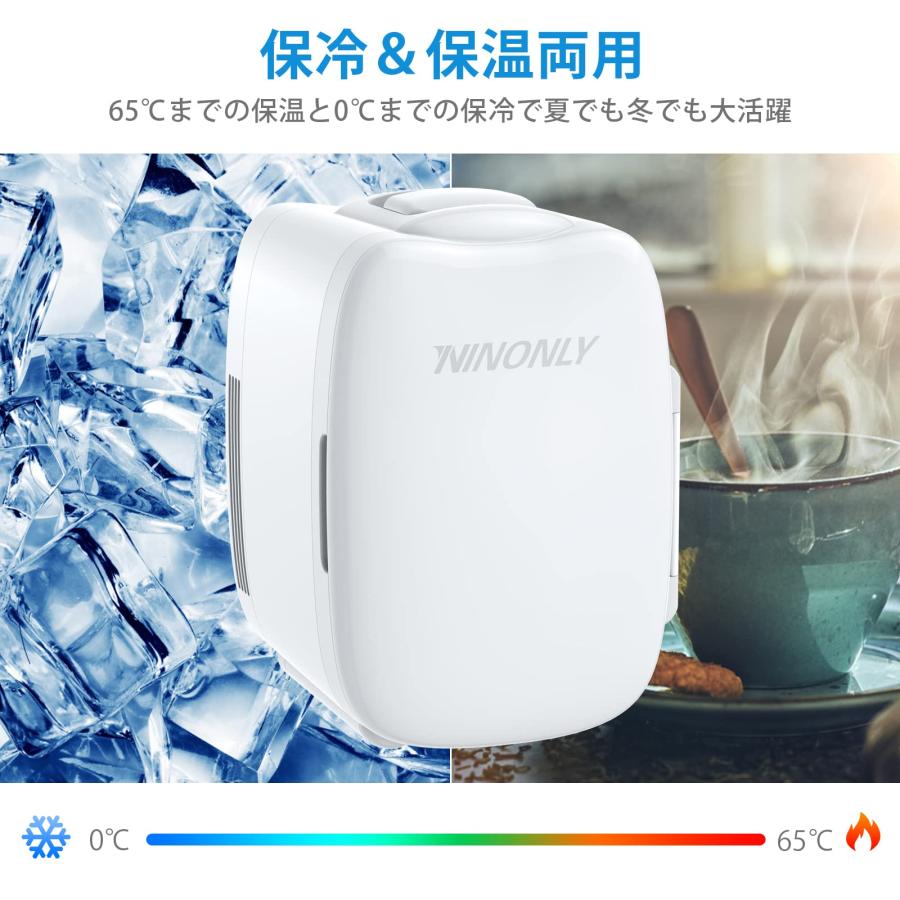 ミニ冷蔵庫 Ninonly 0~65℃ 小型冷温庫 6L 車載冷蔵庫 小型 冷温