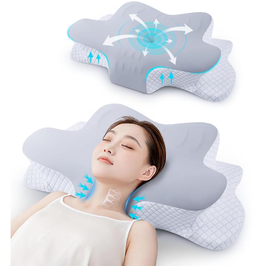 LAOGOT 枕 首が痛くならない 低め高め兼用 耳と後頭部の凹型中空設計