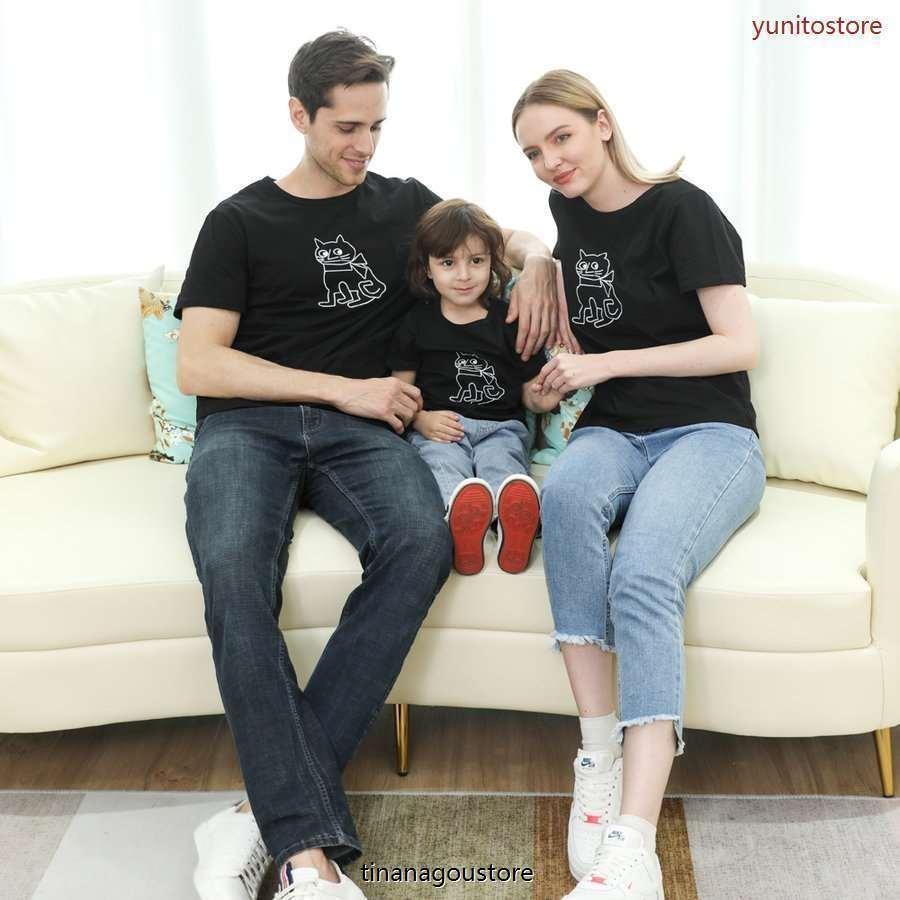 親子 ペアルック ベビー 親子コーデ 赤ちゃん 親子リンクコーデ ロンパース カバーオール 半袖tシャツ 親子ペア Tシャツ 兄弟 ペアルック キッズ 女の子 猫柄 zqy チンアナ号ストア 通販 Yahoo ショッピング