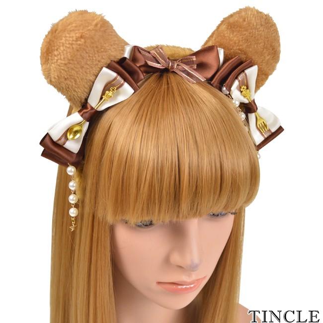 くま耳 カチューシャ リボン パール くま クマ 熊 なりきり アニマル ヘアアクセサリー ハロウィン コスプレ 仮装 小物 イベント Ca396 Tincle 通販 Yahoo ショッピング