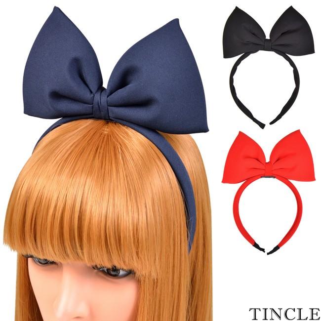 リボン カチューシャ 3color Big 大きめ デカリボン ヘアアクセサリー ゆうパケット1点まで M便 1 1 Km 8 Tincle 通販 Yahoo ショッピング
