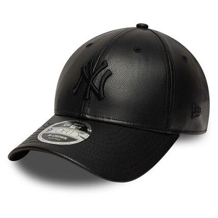 NEWERA 9Forty NY ヤンキース キャップ 帽子 ブラック レザー NEW ERA（ニューエラ） ニューヨーク ヤンキース フェイクレザー