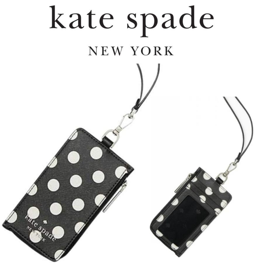 人気ショップが最安値挑戦 ケイトスペード Idケース 首掛け ジップポケット付き ブラックドット Kate Spade Staci Picture Dot Card Case Lanyard Black Dot レディース 送料無料 交換無料 Mercurytechnologies Mn Com