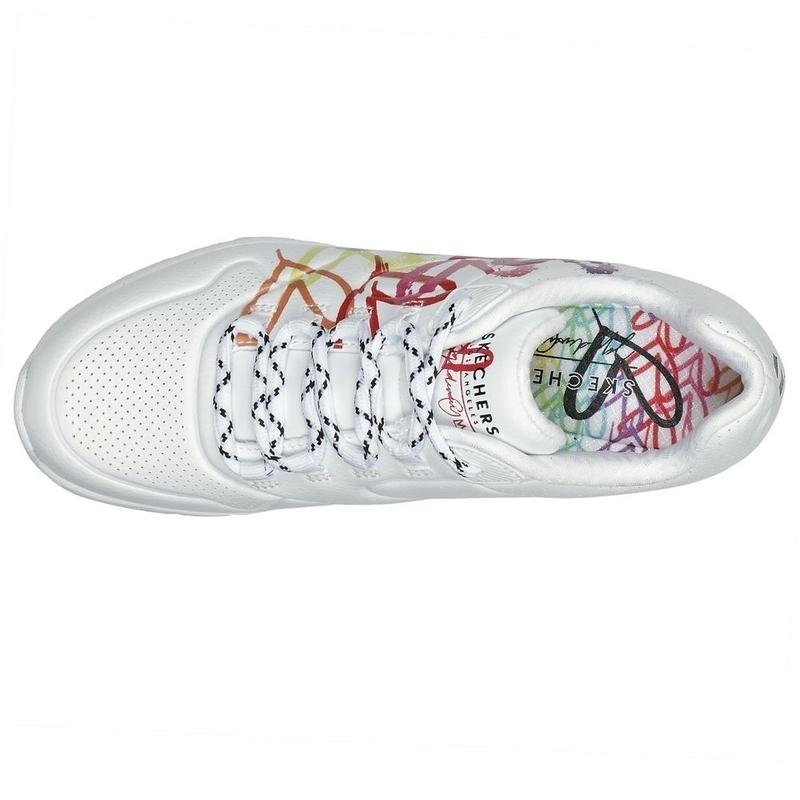 スケッチャーズ ストリート ウノ ハートペイント ウェッジ Skechers Street Uno 2 Floating Love White