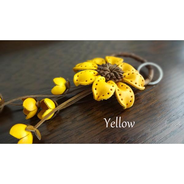 レザーバッグチャーム ネモフィラ 本革キーホルダー お花 フラワー