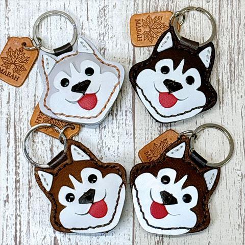 送料無料】NEW リニューアル! レザーキーホルダー 可愛い犬 シベリアン