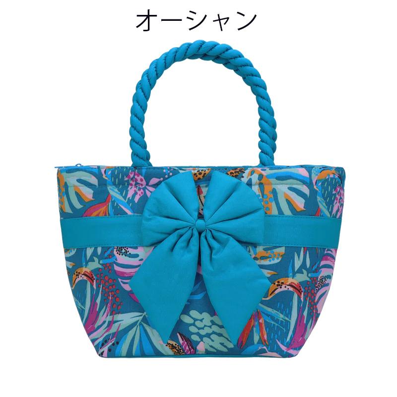 [wakool] NaRaYa シューズバッグ 青色 NaRaYa（ナラヤ） ナラヤリボンバッグ コットン舟型Sサイズ レディース