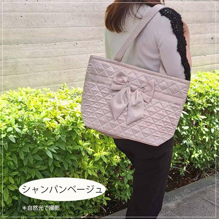 NaRaYa（ナラヤ） リボンバッグ 外ポケット付トートバッグレディース