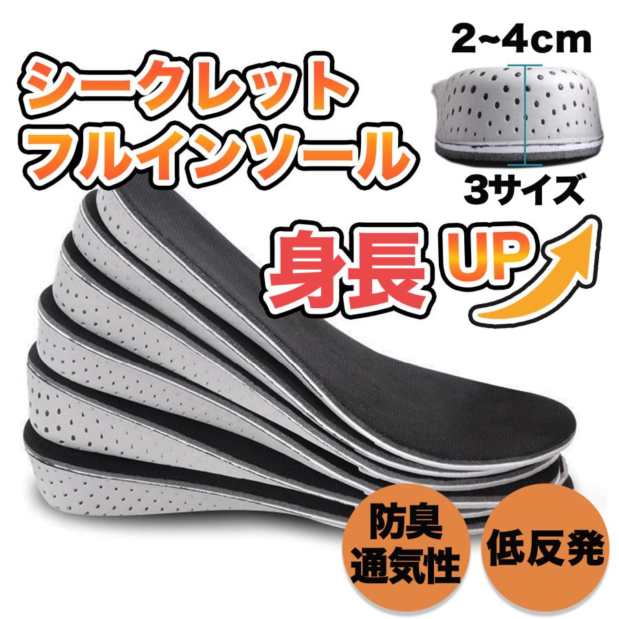 シークレットインソール インソール 中敷き 身長アップ 脚長 美脚 レディース メンズ 防臭 抗菌 低反発 EVA素材 通気性（Yahoo!・ティノテンダ）