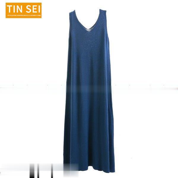 祝開店 大放出セール開催中 ゆったり 夏 春 Vネック 無地 ノースリーブ レディース ワンピース カジュアル 西洋式 ワンピース カラー ネイビー Lifeinlacruz Com