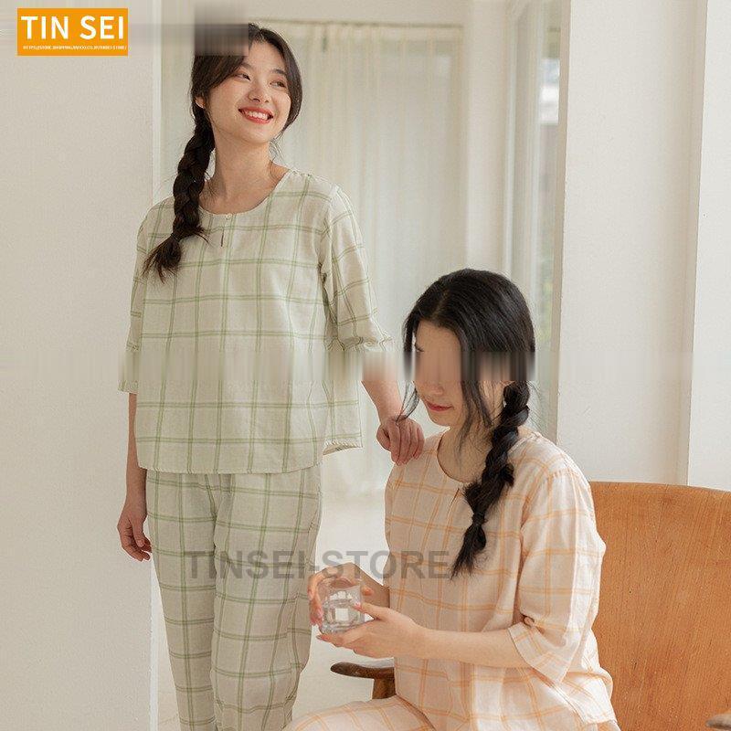 綿100 パジャマ レディース 7分袖 上下セットアップ ルームウェア 部屋着 前開き 可愛い 大人 彼女 シンプル 定番 春秋 Ling0513 Epsy12 Tinseiヤフー店 通販 Yahoo ショッピング