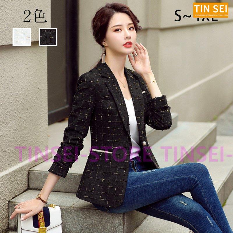 テーラードジャケット レディース スーツジャケット フォーマル テーラードジャケット ライトアウター コート 黒 白 カジュアル オフィス 通勤 韓国風 Ml0631 Wt16 Tinseiヤフー店 通販 Yahoo ショッピング