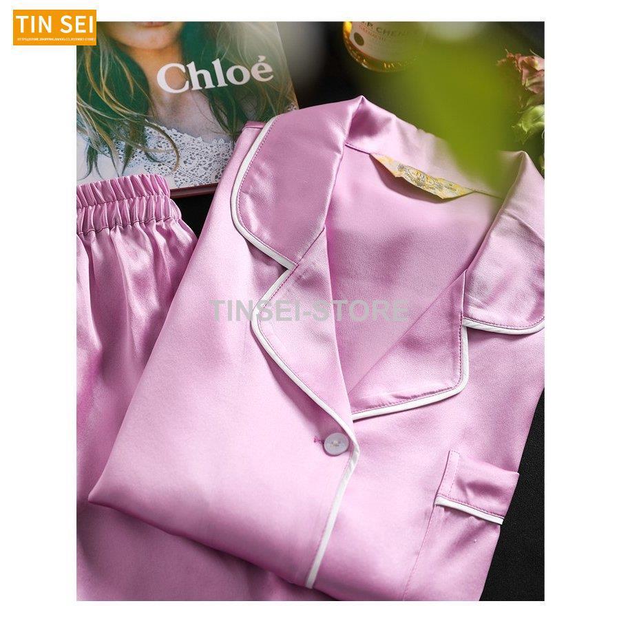 パジャマ 繻子織りシルク生地 パジャマ 部屋着 シルクパジャマ シルク