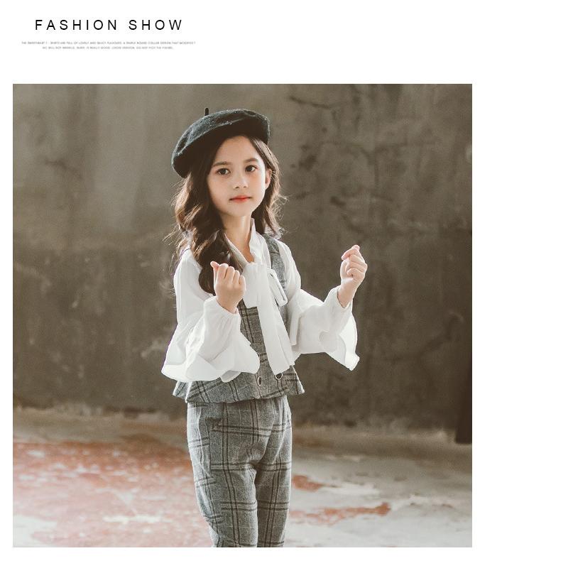 子供服 女の子 フォーマル セットアップ チェック柄 ベスト 3点セット パンツスーツ キッズ ジュニア ブラウス 長袖 卒業式 入園式 結婚式 発表会