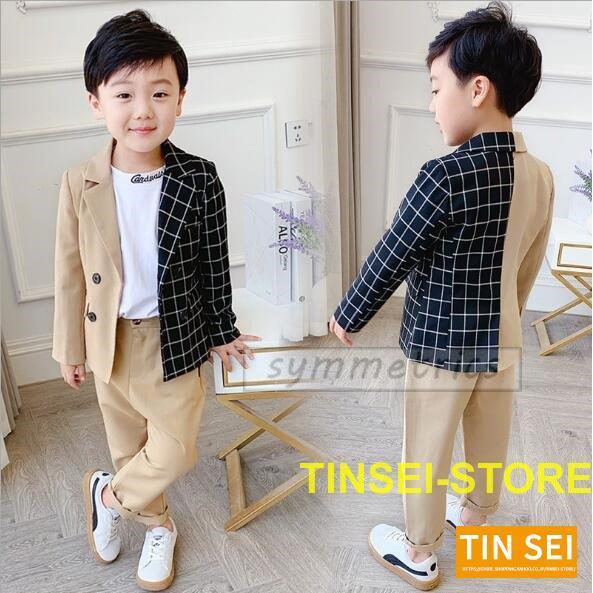 韓国子供服 スーツ 卒業式 入学式 小学生 男の子 ジャケット パンツ 2点セット チェック柄 スーツ 男の子 子供服 フォーマル90 100 110 1 130 140 Tin01 Tz450 Tinseiヤフー店 通販 Yahoo ショッピング