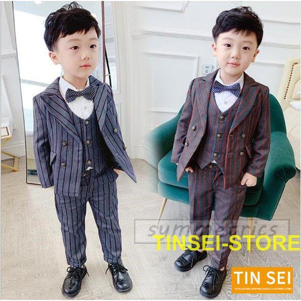 韓国子供服 スーツ 卒業式 入学式 小学生 男の子 ジャケット パンツ ベスト 3点セット ストライプ柄 スーツ 子供服 フォーマル90 100 110 1 130 140 スーツ ブレザー カラー グレー3点セット Bollywoodpapa Com