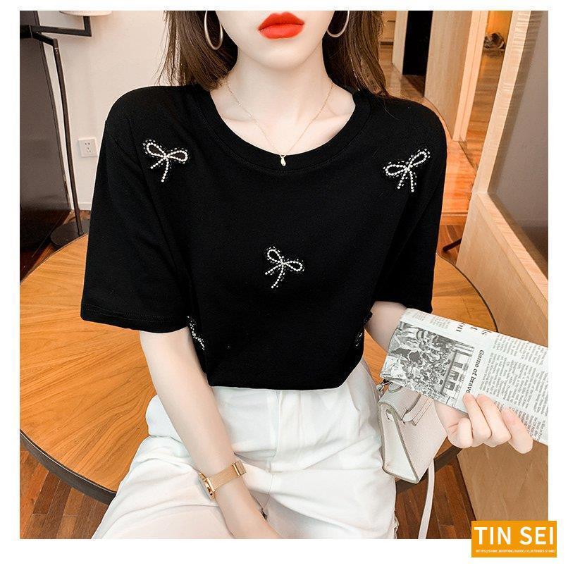 逸品 Tシャツ レディース 40代 春夏新作 オシャレブラウス 白tシャツ 半袖トップス リボンラインストーンtブラウス 大人 通勤 ゆったりtシャツ 韓国風 30代 50代 半袖 サイズ S Www Cognitiva La