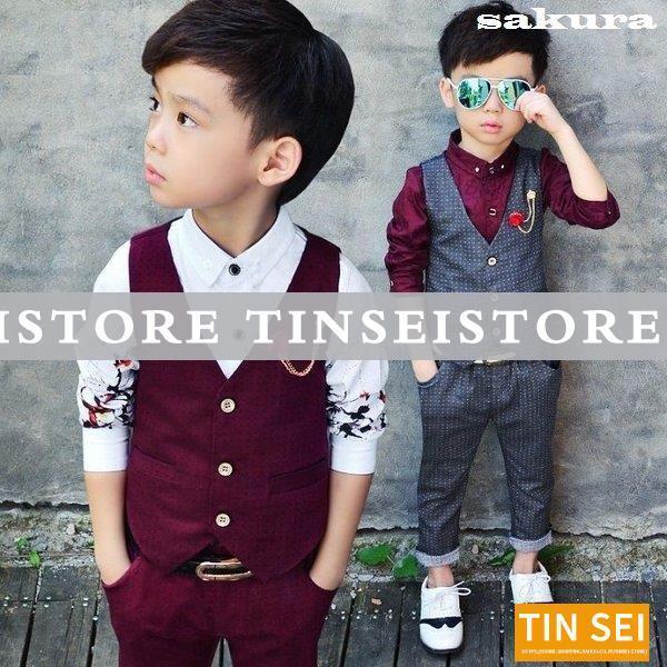 高価値セリー 子供3点セットフォーマルベストセット 子供服 韓国子供服 Kids 男の子 ベスト上下セットベストと長ズボン上下セットスーツ上下セットフォーマルスーツ スーツ ブレザー サイズ 90cm 7 Www We Job Com