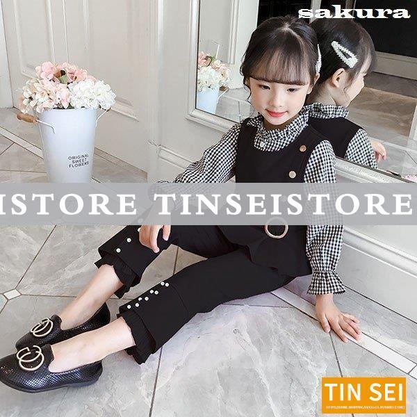 正規品 子供服セットアップキッズ女の子おしゃれ長袖春秋スーツ3点セット韓国子供服シャツチェックベスト長ズボンカジュアル可愛い小学生通学着新品 訳ありセール格安 Turningheadskennel Com