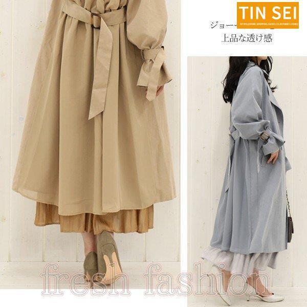 以上節約 バックジョーゼット トレンチコート レディース アウター ビッグシルエット シフォン スプリングコート ロングコート ライトアウター 30代 40代 50代 春 Simbcity Net