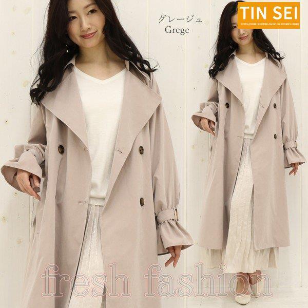 以上節約 バックジョーゼット トレンチコート レディース アウター ビッグシルエット シフォン スプリングコート ロングコート ライトアウター 30代 40代 50代 春 Simbcity Net