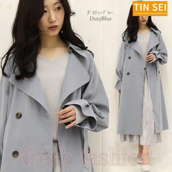 以上節約 バックジョーゼット トレンチコート レディース アウター ビッグシルエット シフォン スプリングコート ロングコート ライトアウター 30代 40代 50代 春 Simbcity Net