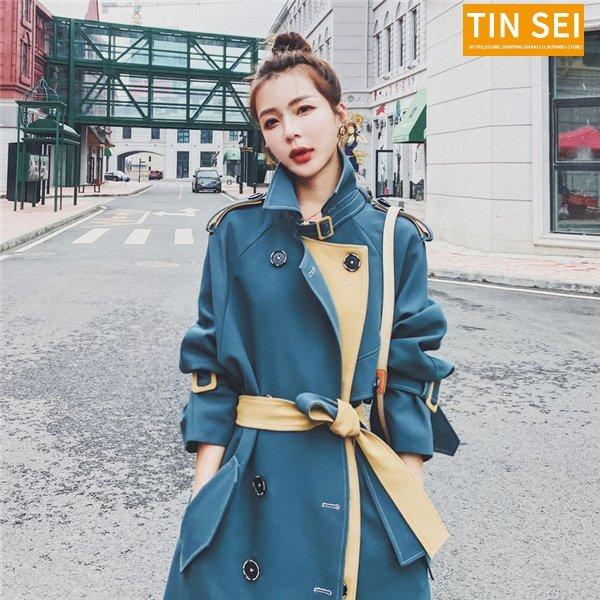 トレンチコート レディース 英国風 ブルー ロングコート ショートスタイル チェスター アウター フォーマル ロング 長袖 通勤 オフィス 冬服 秋冬 高級感 上品 Tin09 Outer59 Tinseiヤフー店 通販 Yahoo ショッピング
