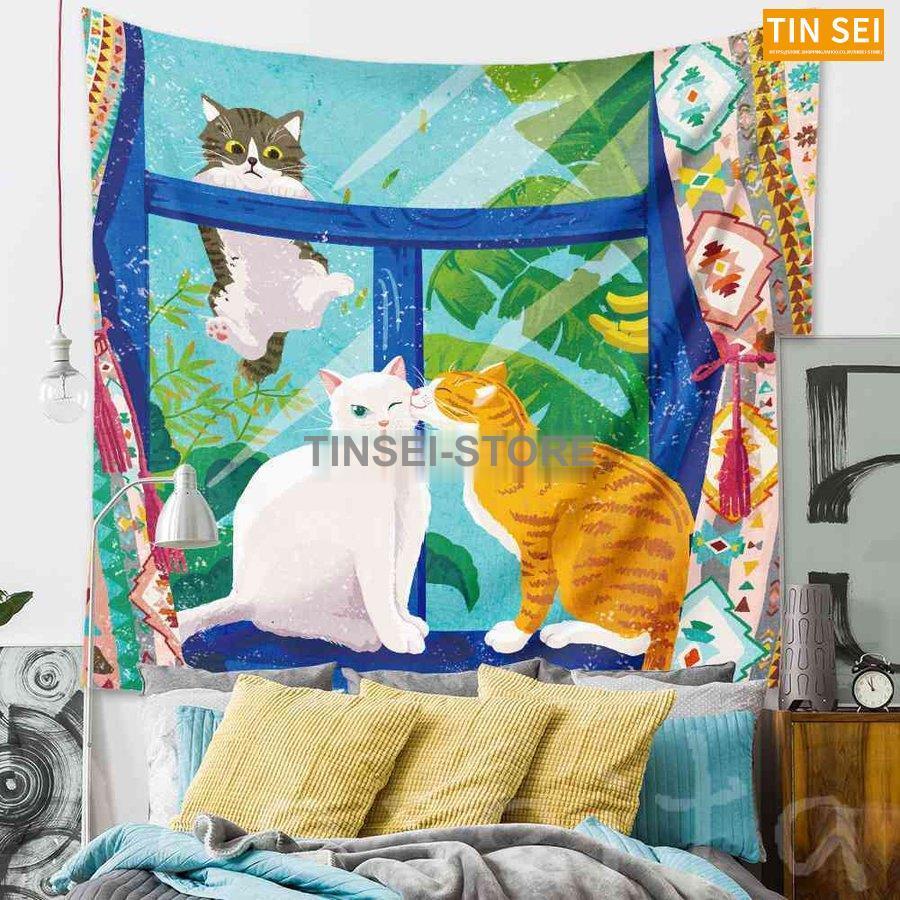 タペストリー インテリア 壁飾り 猫たち 北欧 おしゃれ リビング 絵