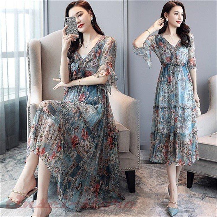 ワンピース レディース 40代 キレイめ ルロング丈ワンピース 春夏 五分