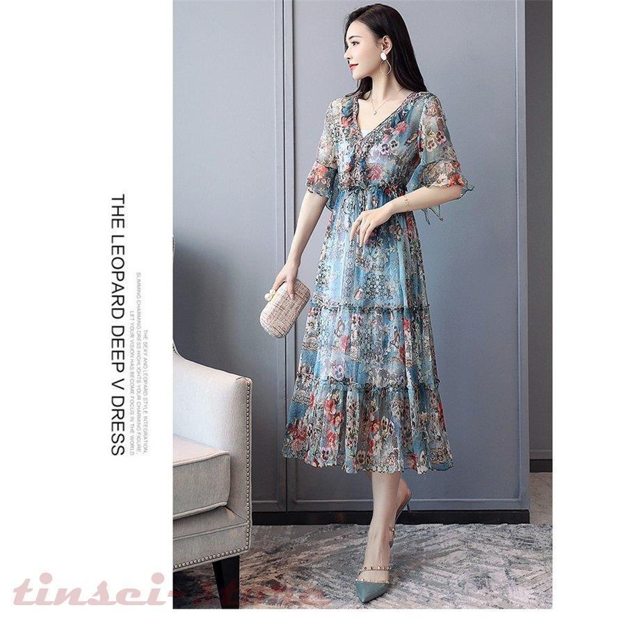 ワンピース レディース 40代 キレイめ ルロング丈ワンピース 春夏 五分