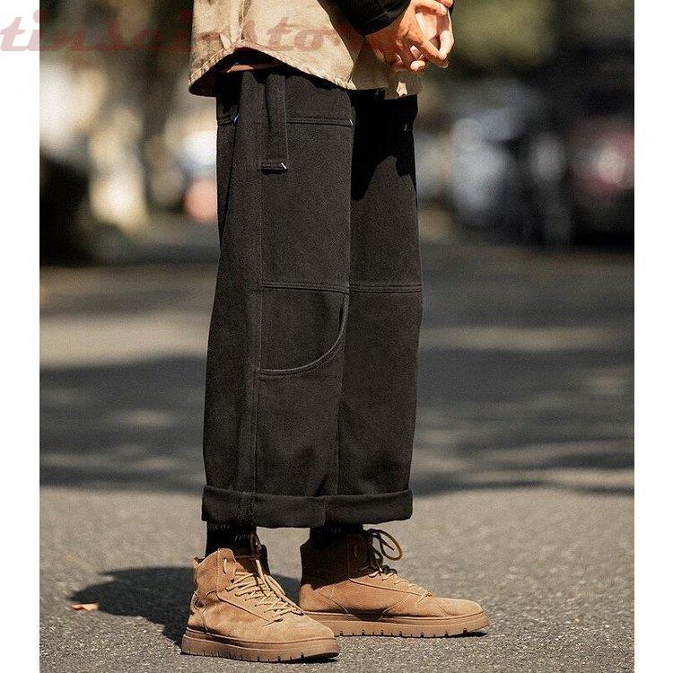 カーゴパンツ メンズ ストレート イージーパンツ チノパン サルエルパンツ 裾ドローストリング 韓国ファッション ストリート系 オシャレカジュアルボトムス バーゲンで