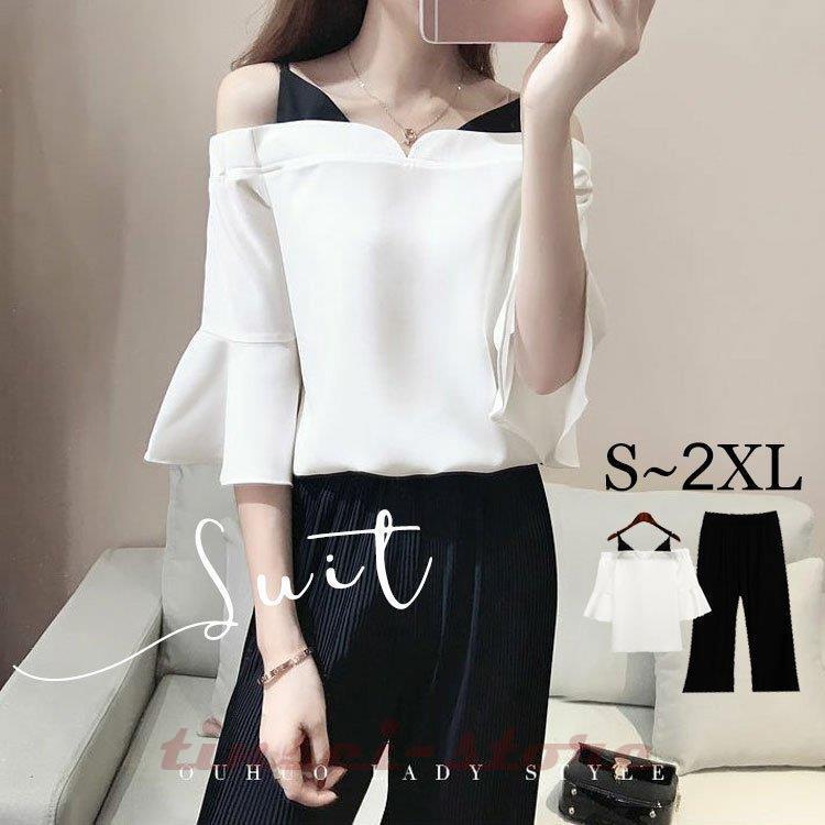 セットアップ レディース 40代 春 夏 半袖 セットアップ 通勤 トップス パンツ 2点セット カジュアル 大きいサイズ オシャレ 韓国風 体型カバー Tin323 Set14 Tinseiヤフー店 通販 Yahoo ショッピング
