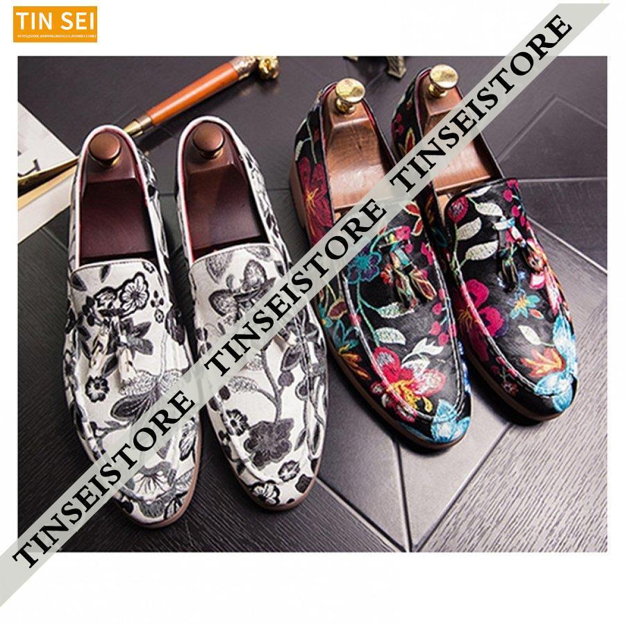 超格安価格 スリッポン メンズ ローファー 花柄 革靴 ビジネスシューズ ドライビングシューズ 白 フラット 通気 軽量 紳士靴 大きいサイズ おしゃれ ウォーキングシューズ