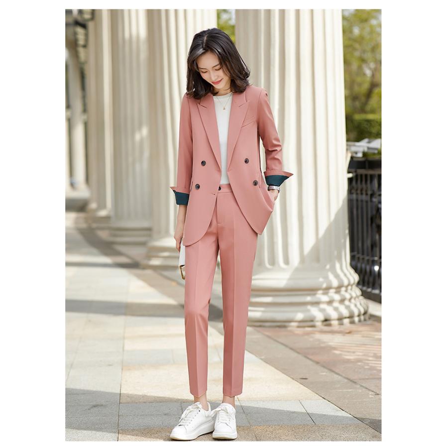 テーラードジャケット 4色 ダブルジャケット セットアップ レディース