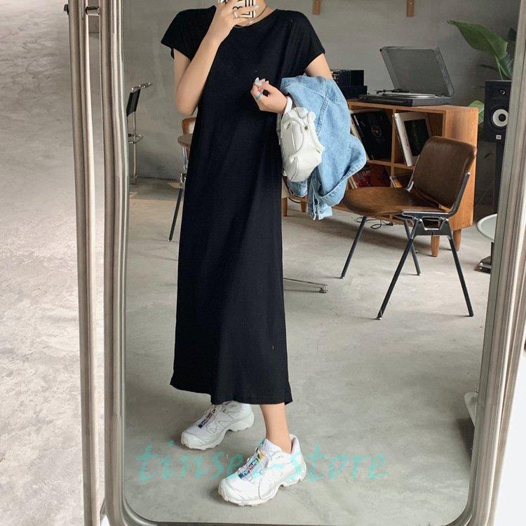 流行のアイテム ワンピース ロンt Tシャツワンピース 40代 春夏 半袖 ロング丈 綿 レディース 背中出し スリット 着痩せ 大きいサイズ 韓国風 ゆったり 代 30代 Organizacaosilveira Com Br