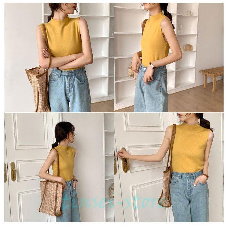 ニットベスト インナー ノースリーブ 春夏 コーデ クルーネック レディース ベーシック シンプル カットソー 代 30代 40代 ピンク 赤 白 黒 緑 青 紫 茶 黄 Tinsei46 Shinp98 Tinseiヤフー店 通販 Yahoo ショッピング